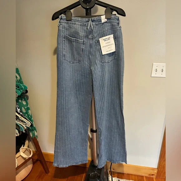 NWT Good American Good Ease Rhinestone Embellished Wide Leg - Picture 15 of 16